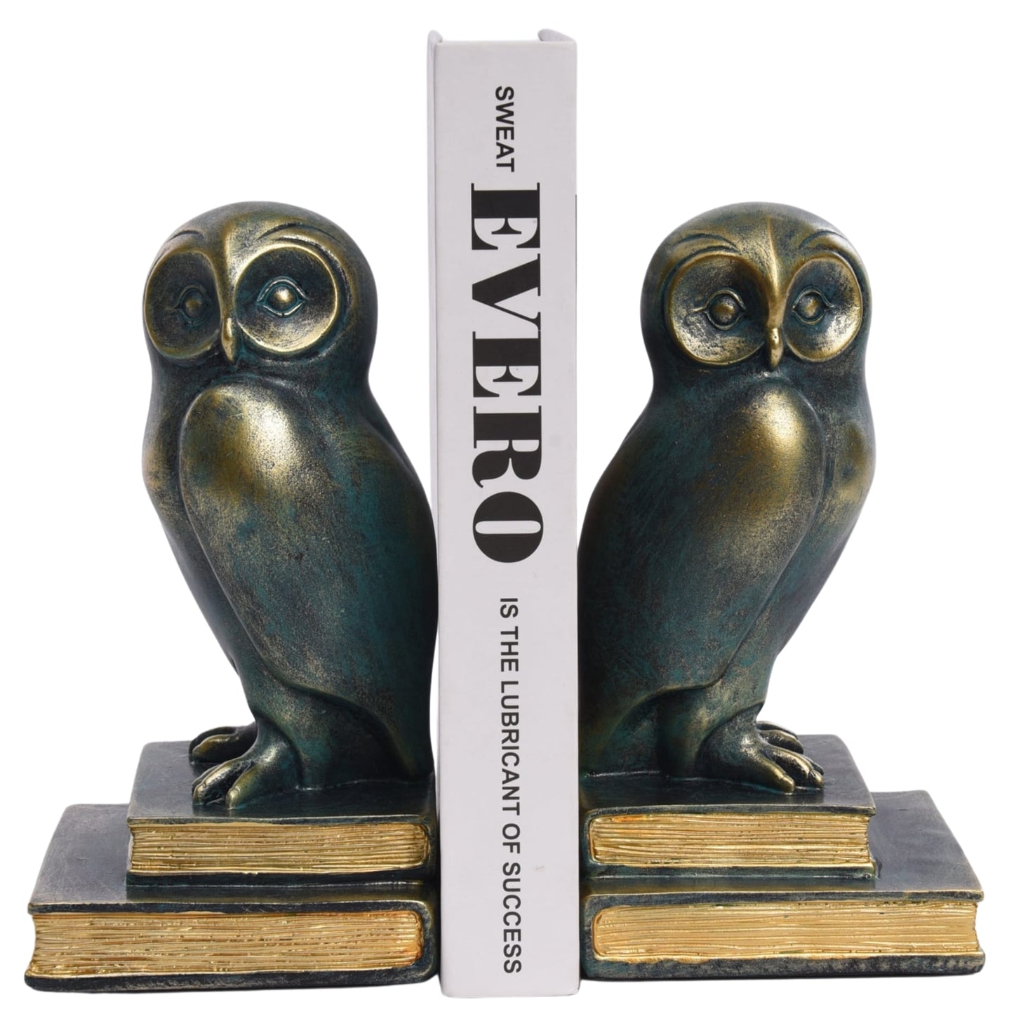Green Bird Owl Rustic Bookend Set Retro Home Office Adult Kids