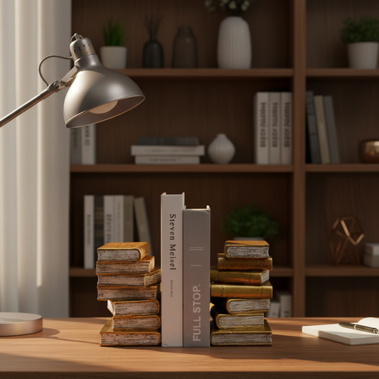 Antique Gold Book Theme Bookends