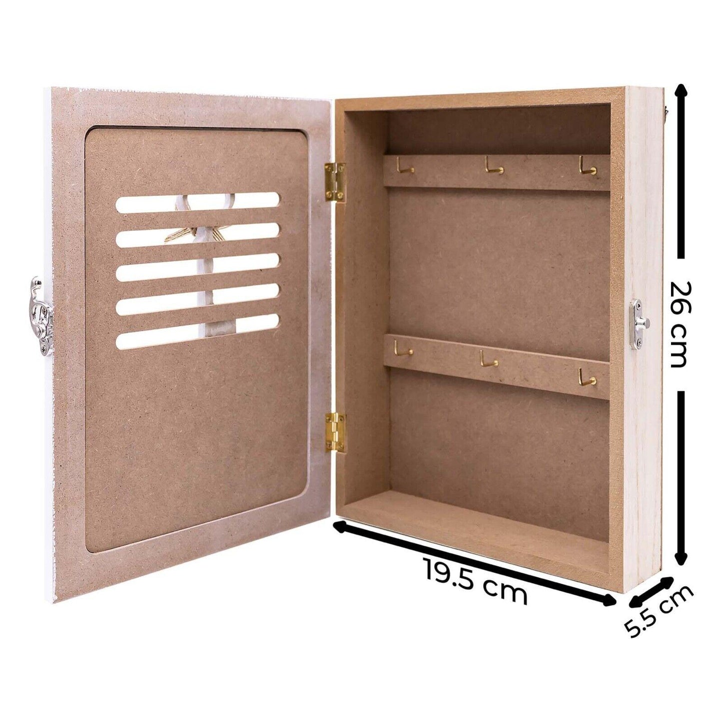 2 Tone 6 Key Hook Holder Cabinet Measurements with 19.5cm Length, 5.5cm Width, 26cm Height