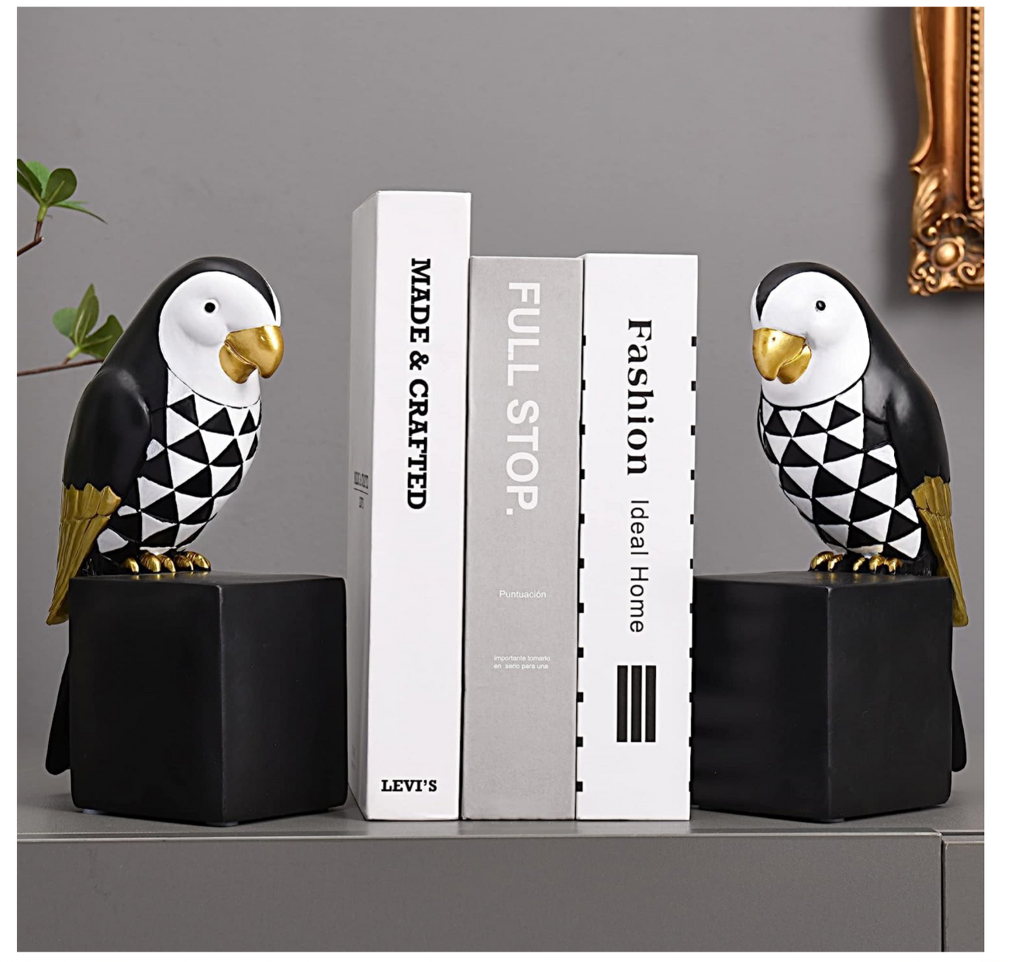 Black Parrot Bird Bookends