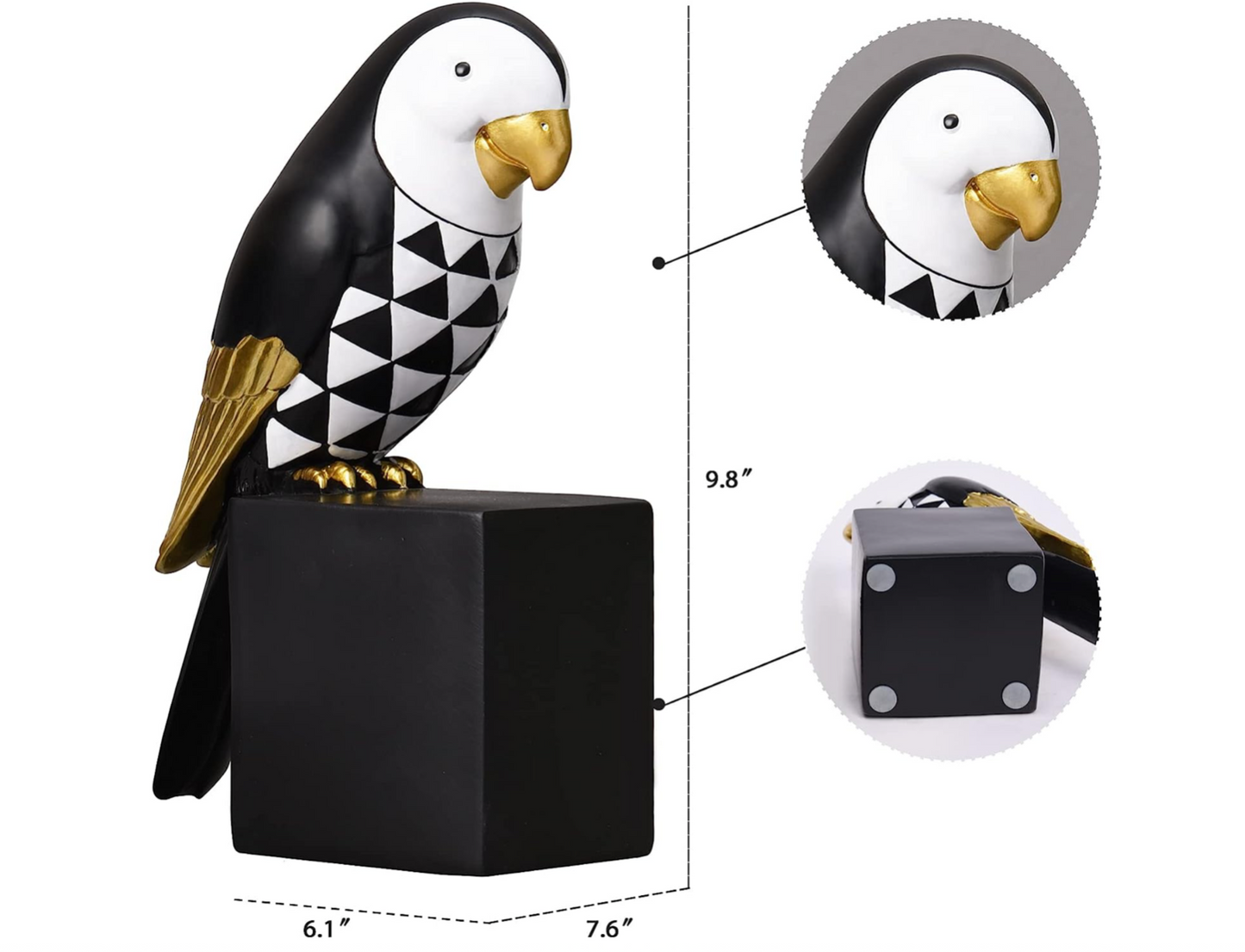 Black Parrot Bird Bookends