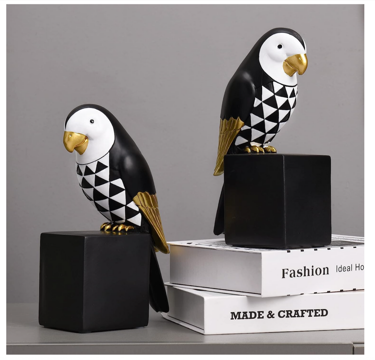 Black Parrot Bird Bookends
