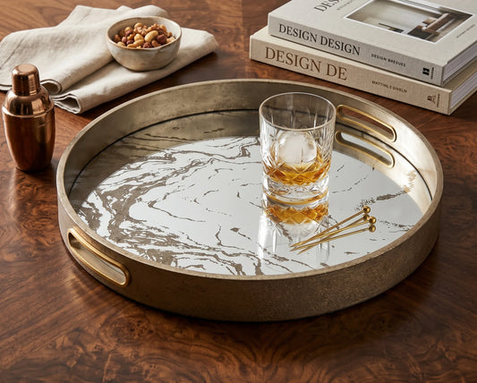 Round Marbling Decorative Coffee Table Tray