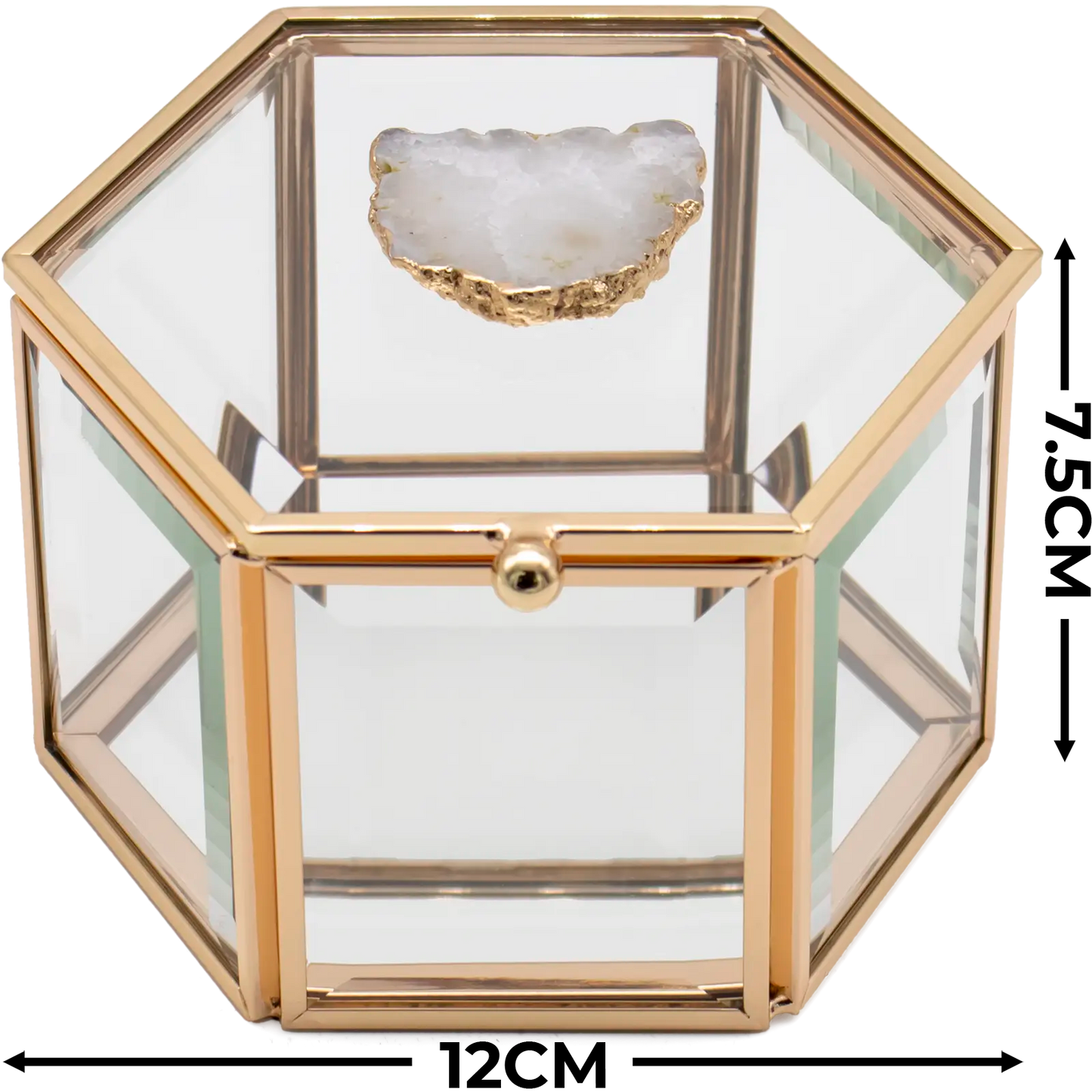 Hexagonal Glass Agate Jewellery Display Box