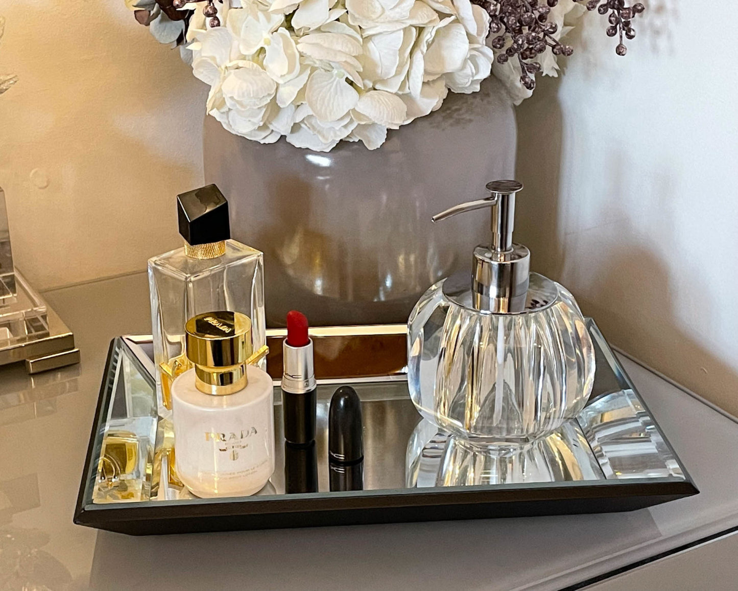 Rectangular Bevelled Mirrored Decorative Tray