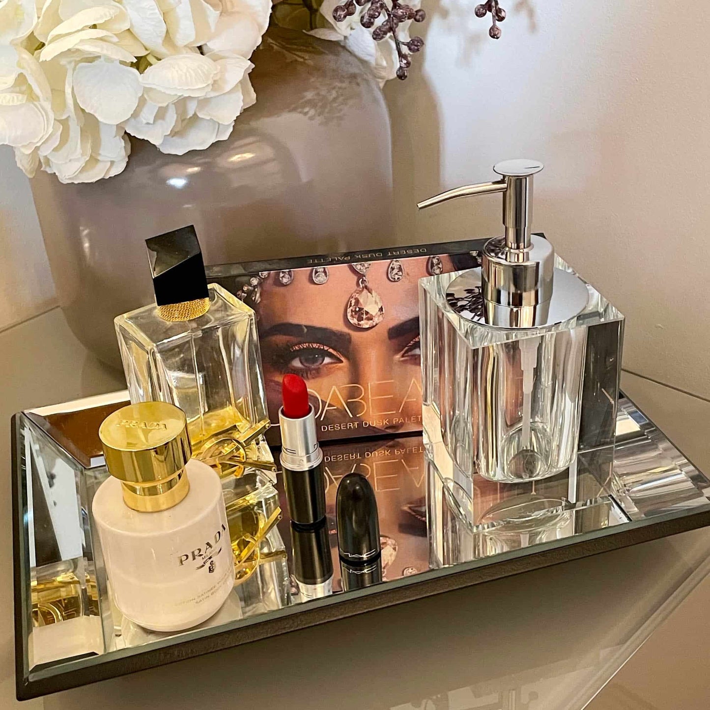 Rectangular Bevelled Mirrored Decorative Tray