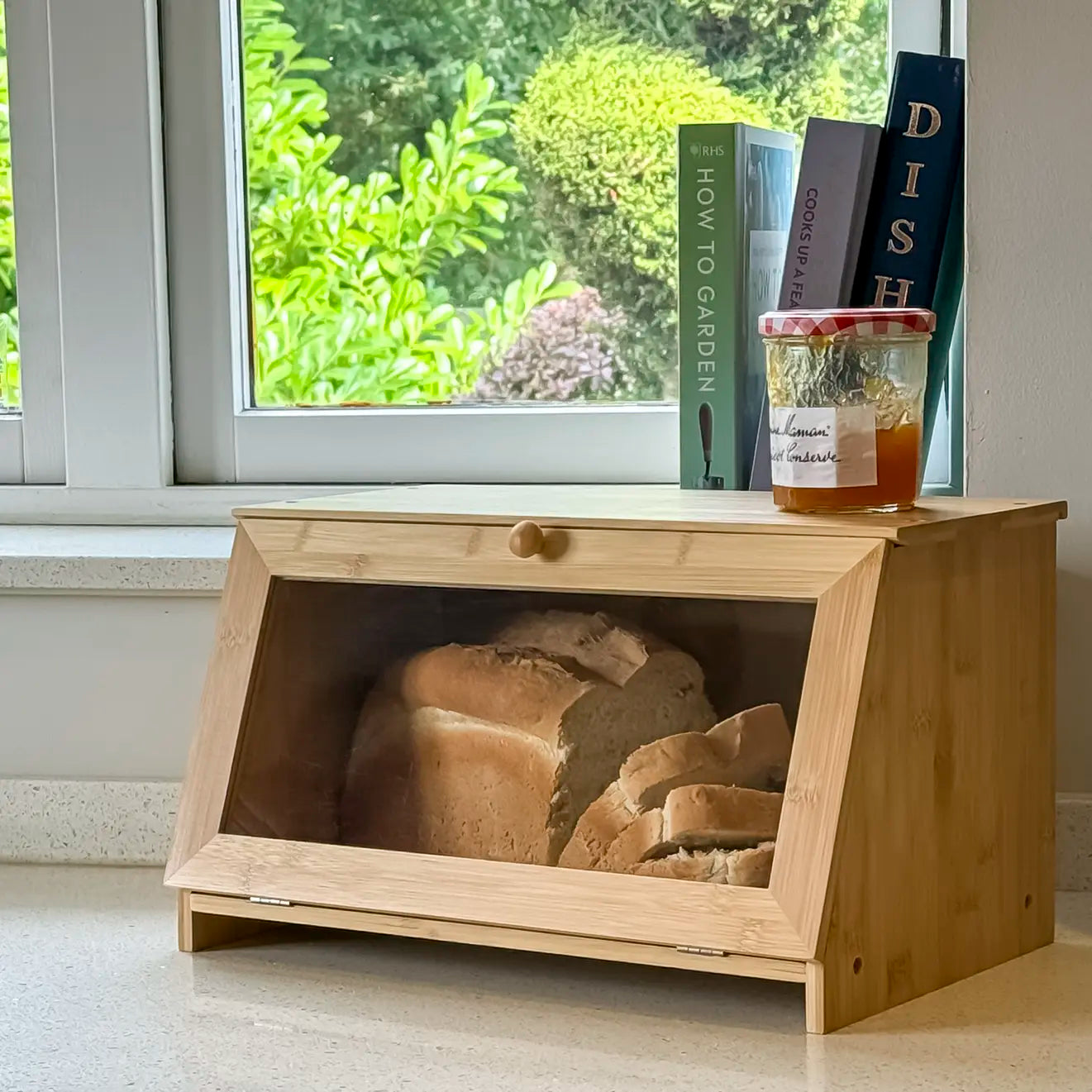 Bamboo Bread Bin with Acrylic Window