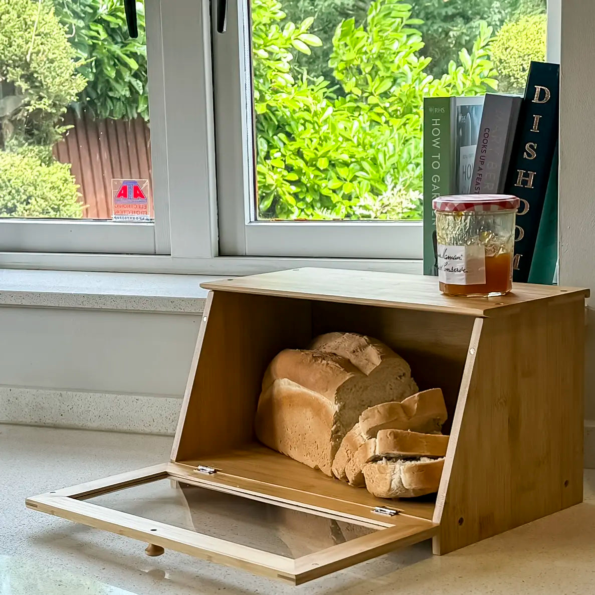 Bamboo Bread Bin with Acrylic Window