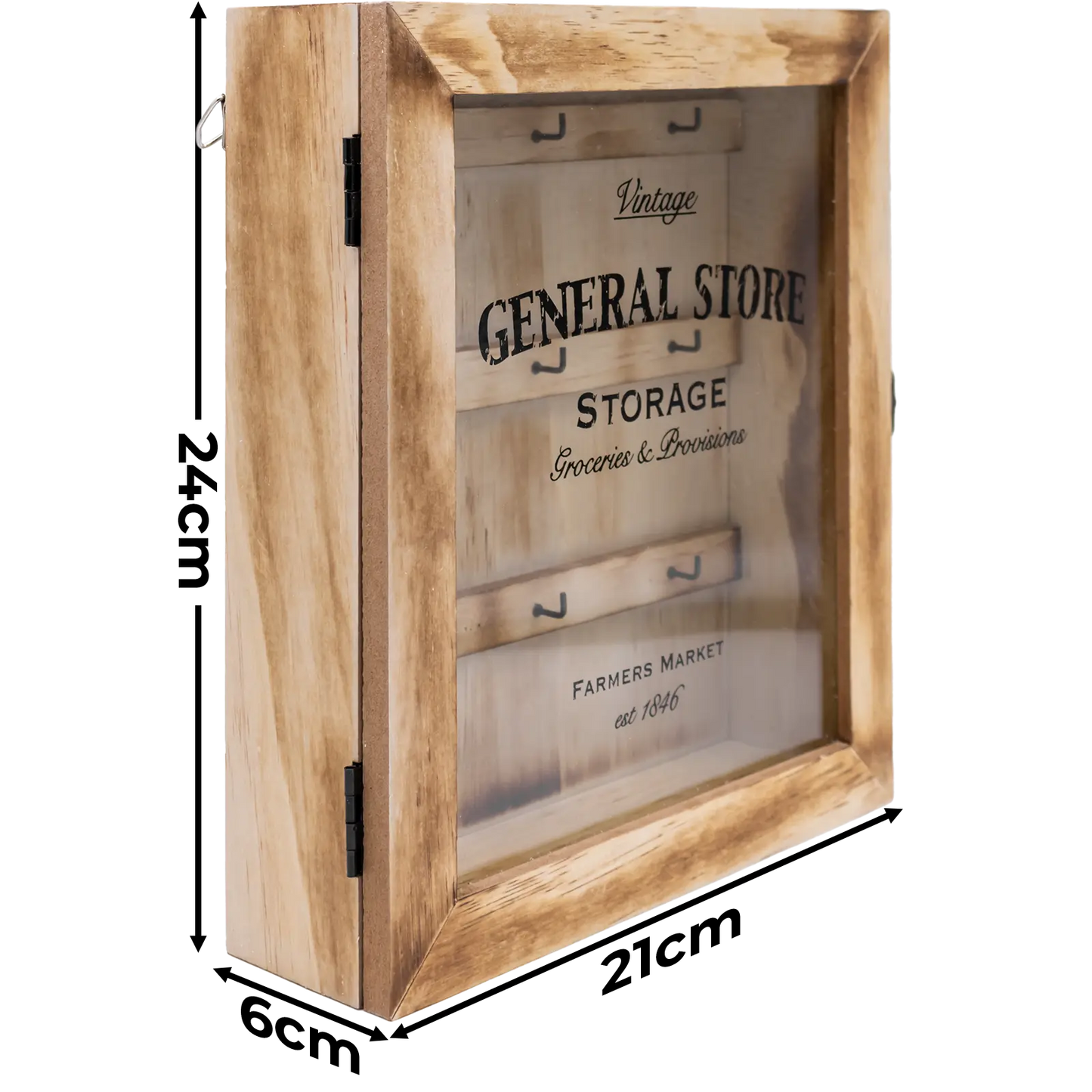 Farmhouse 9 Key Hook Holder Box Cabinet