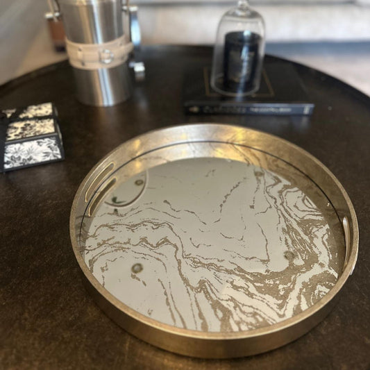 Round Marbling Decorative Coffee Table Tray