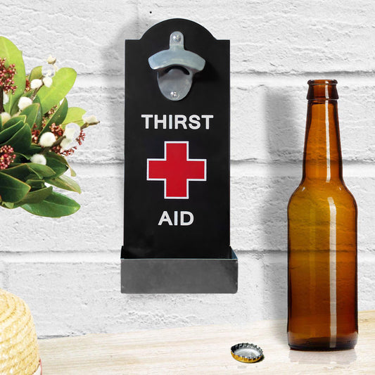 "Thirst Aid" Black Bottle Opener