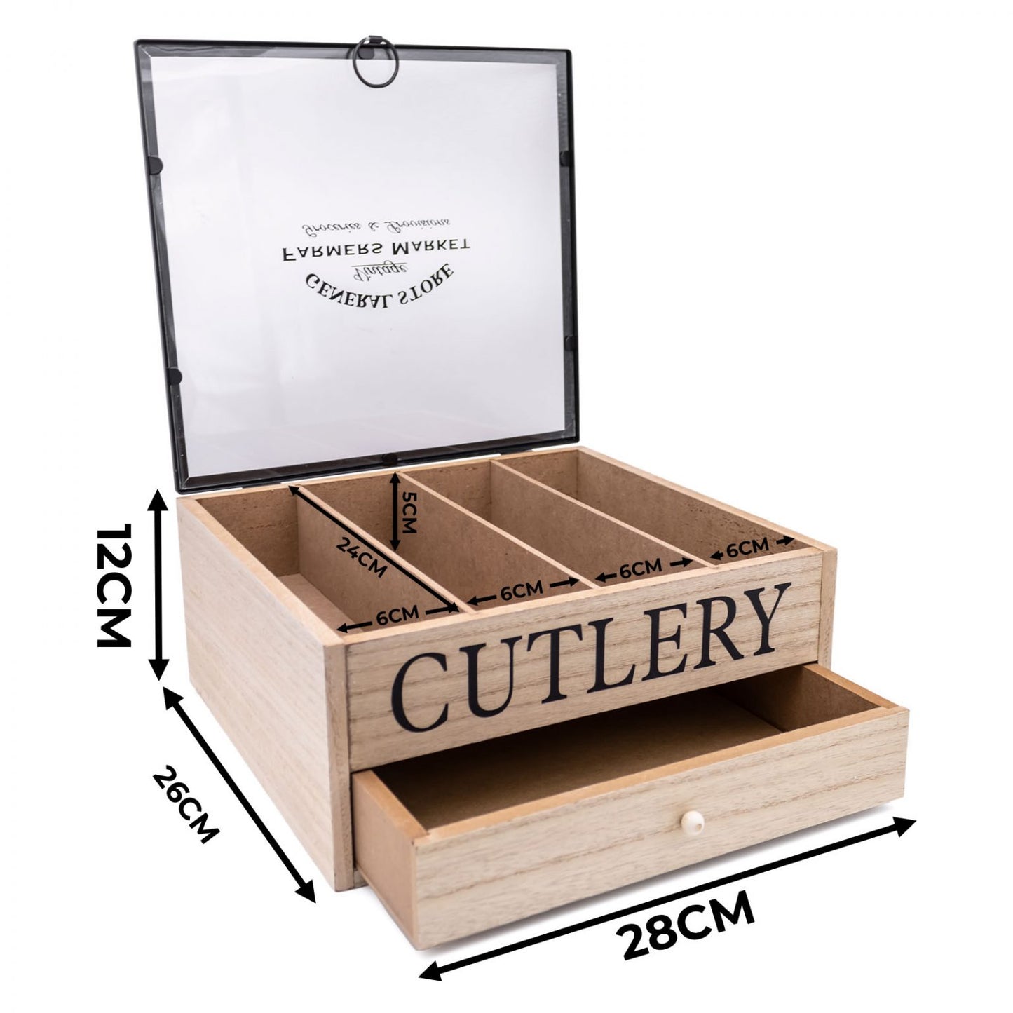 Vintage Cutlery Utensil Organiser, 5 Compartments