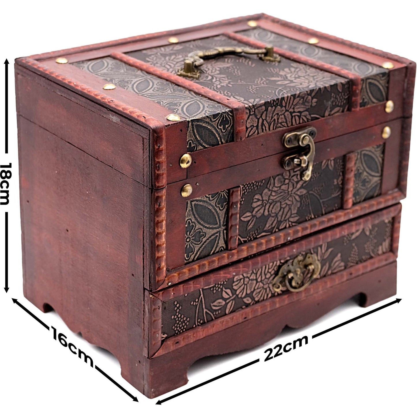 Gold Leaf Jewellery Box with Mirror
