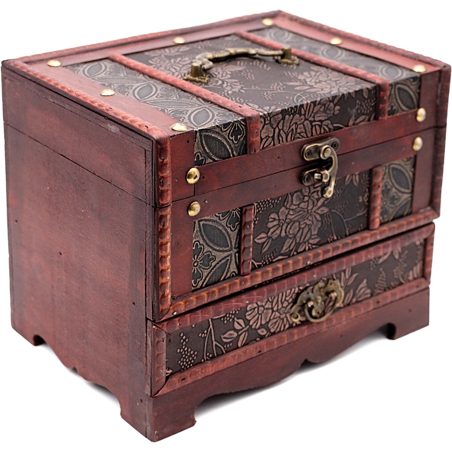 Gold Leaf Jewellery Box with Mirror