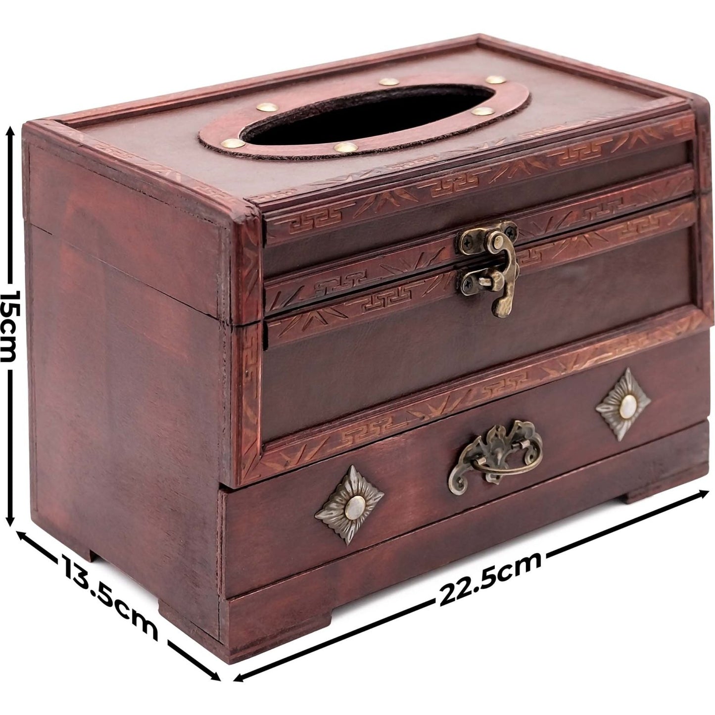 Antique Vintage Tissue Box With Drawer
