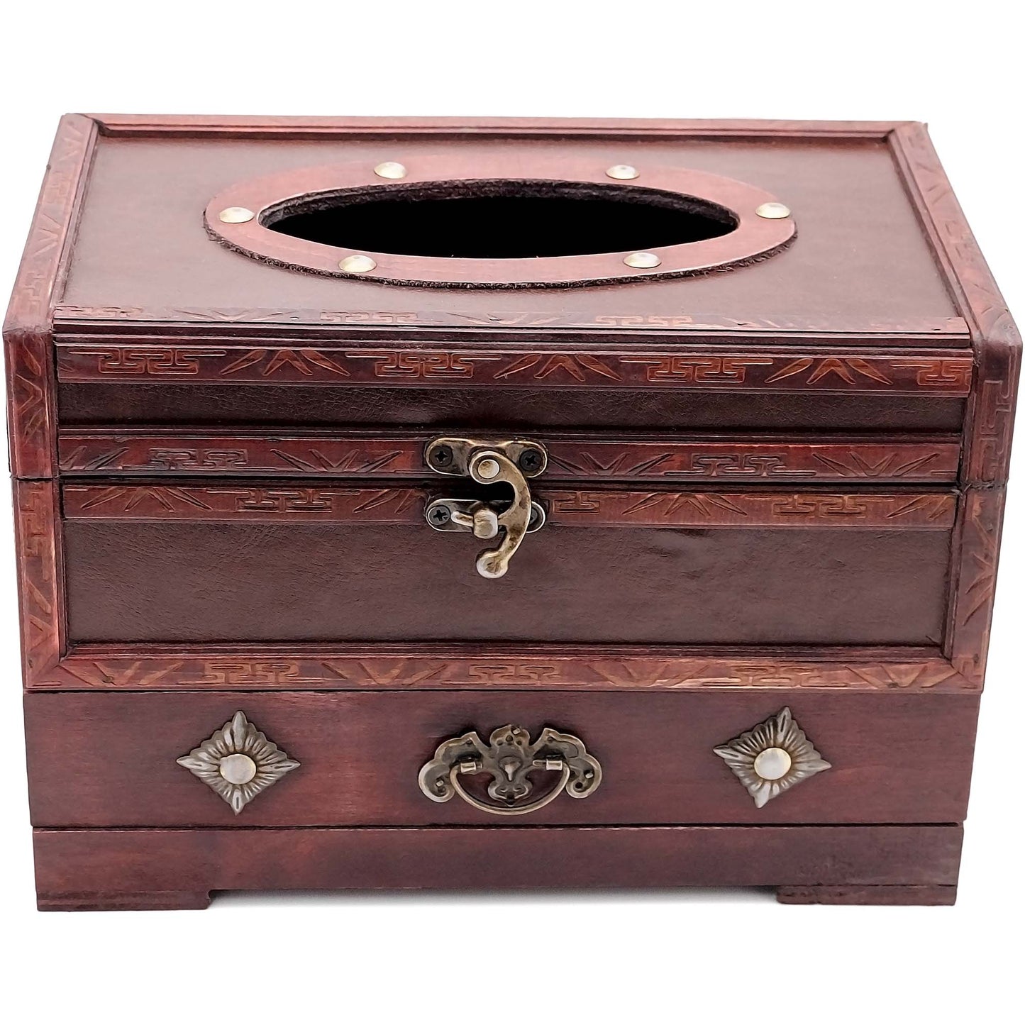 Antique Vintage Tissue Box With Drawer