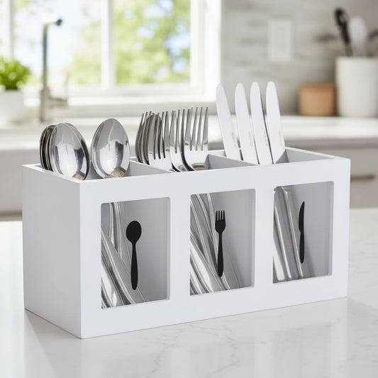 3-Compartment Cutlery & Utensil Holder