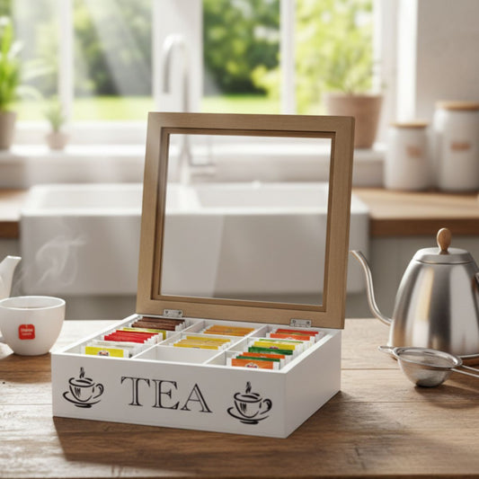 Two-Tone 9-Compartment Tea Box