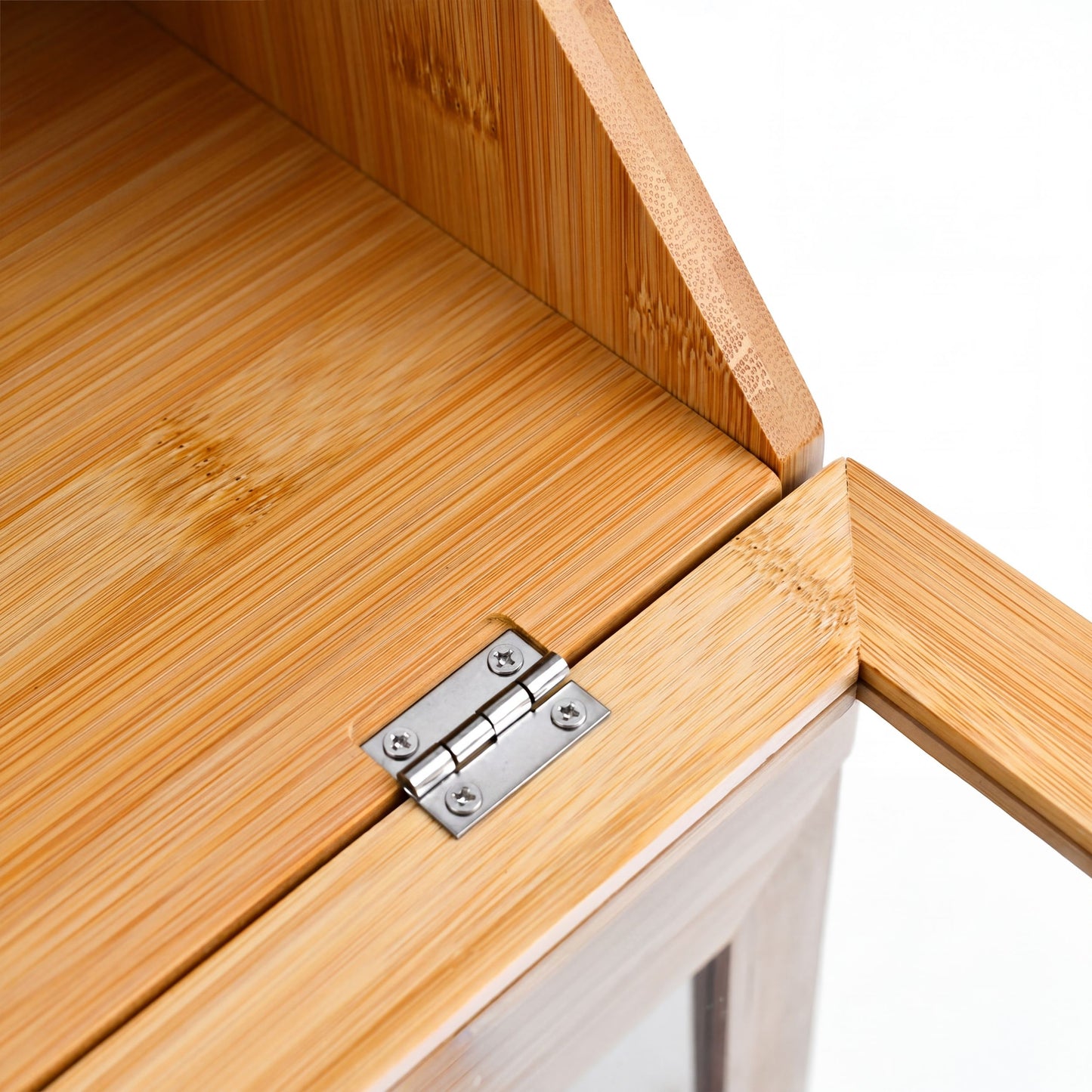 Large Bamboo 3-Compartment Bread Bin