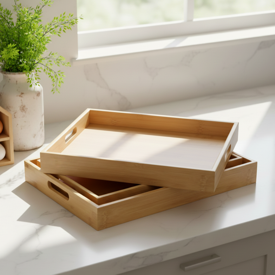 Bamboo 3-Piece Serving Tray Set