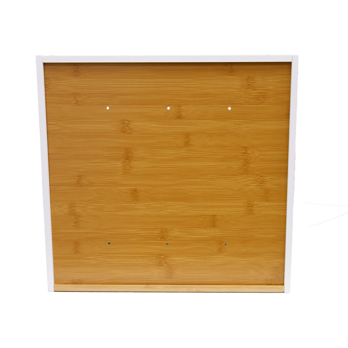 Wooden panel with a white frame on a white background