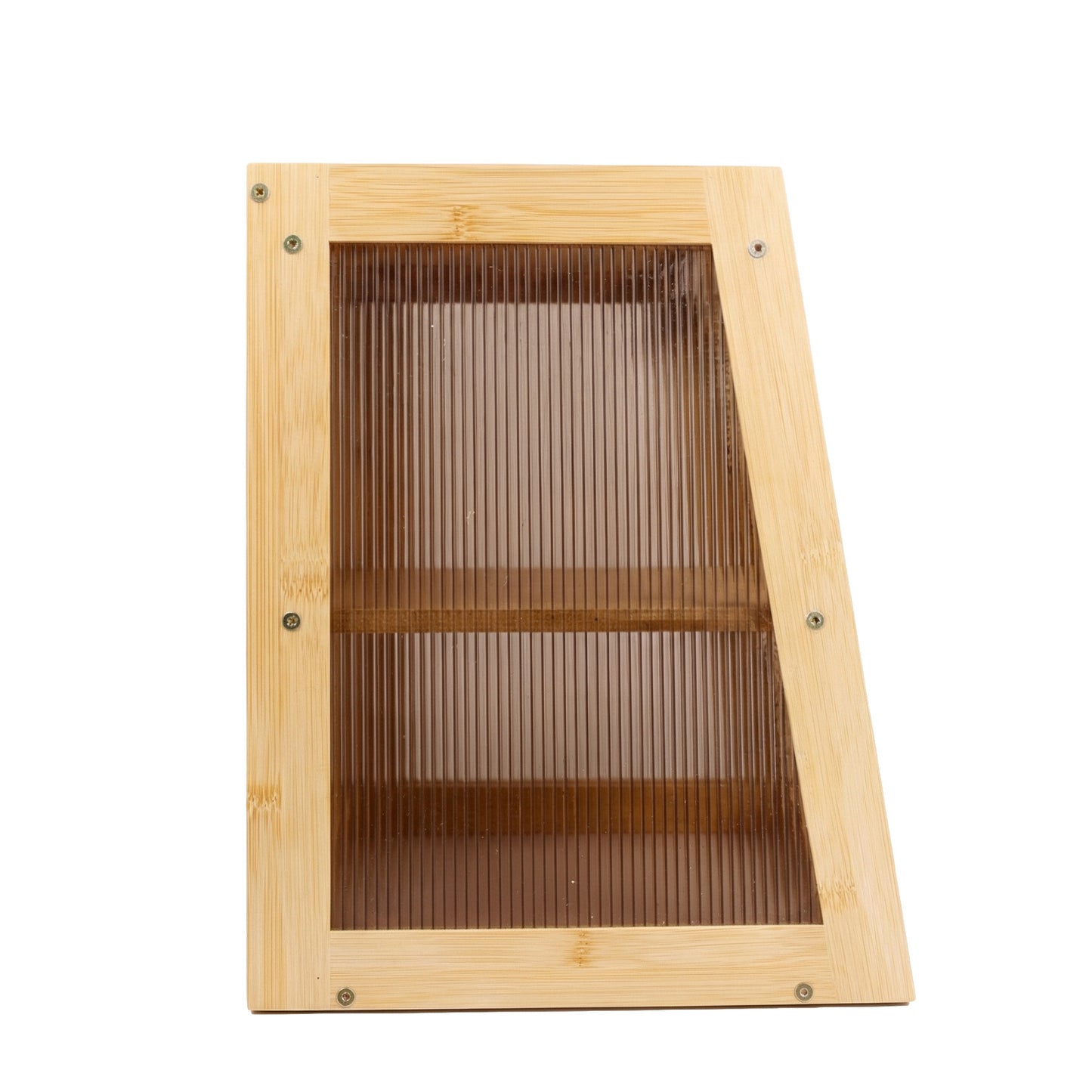 Large 2-Tier Bamboo Bread Bin with Fluted Windows
