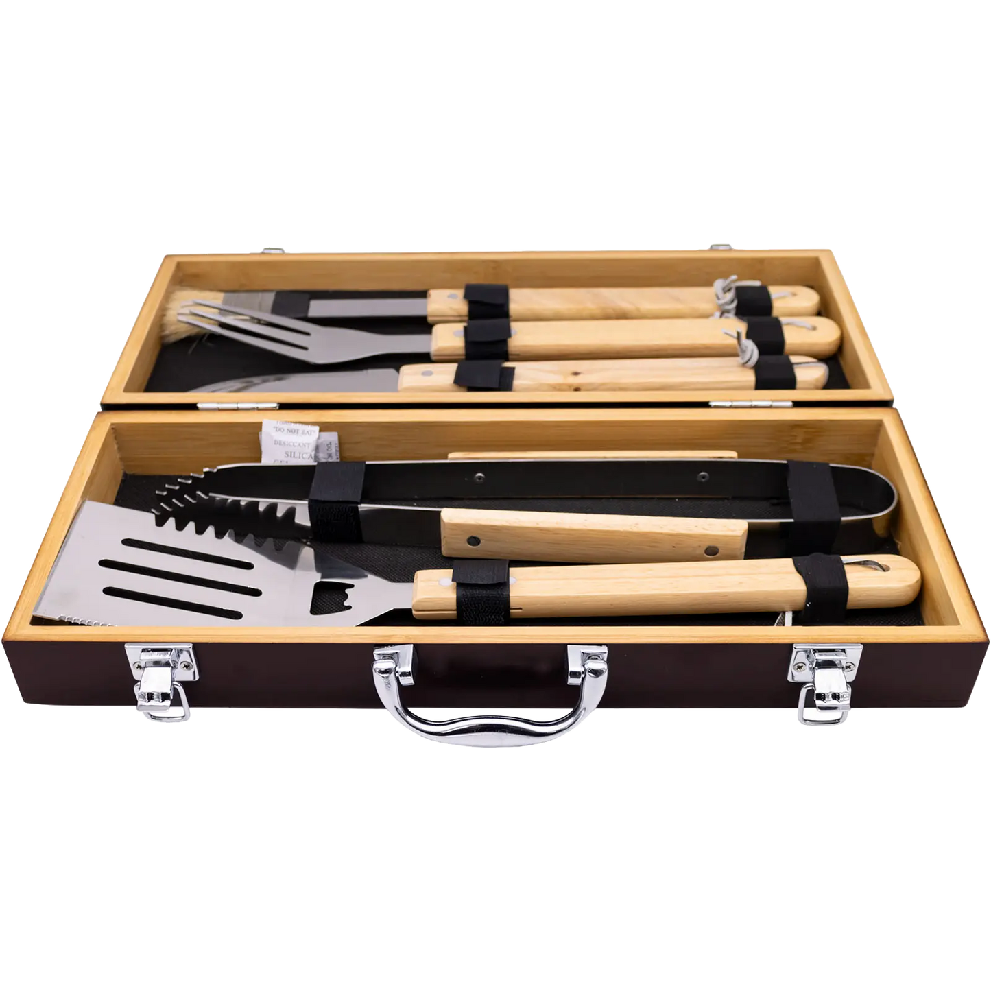 Bamboo BBQ Barbecue Tools Set, 5 Pcs Grill Utensil Kit