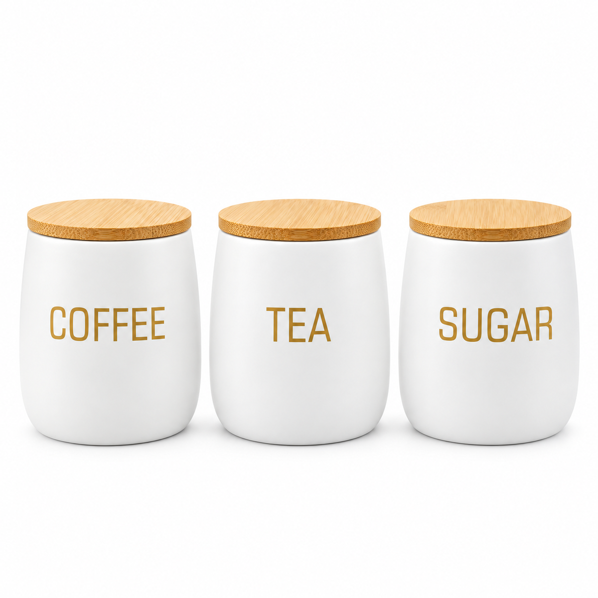 White Bamboo Metal Bread Bin & Canister Set