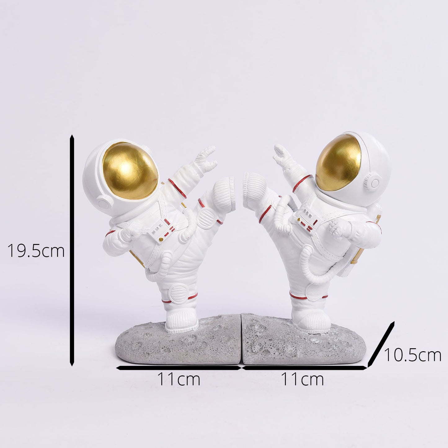 Karate-Kicking Astronaut Bookends