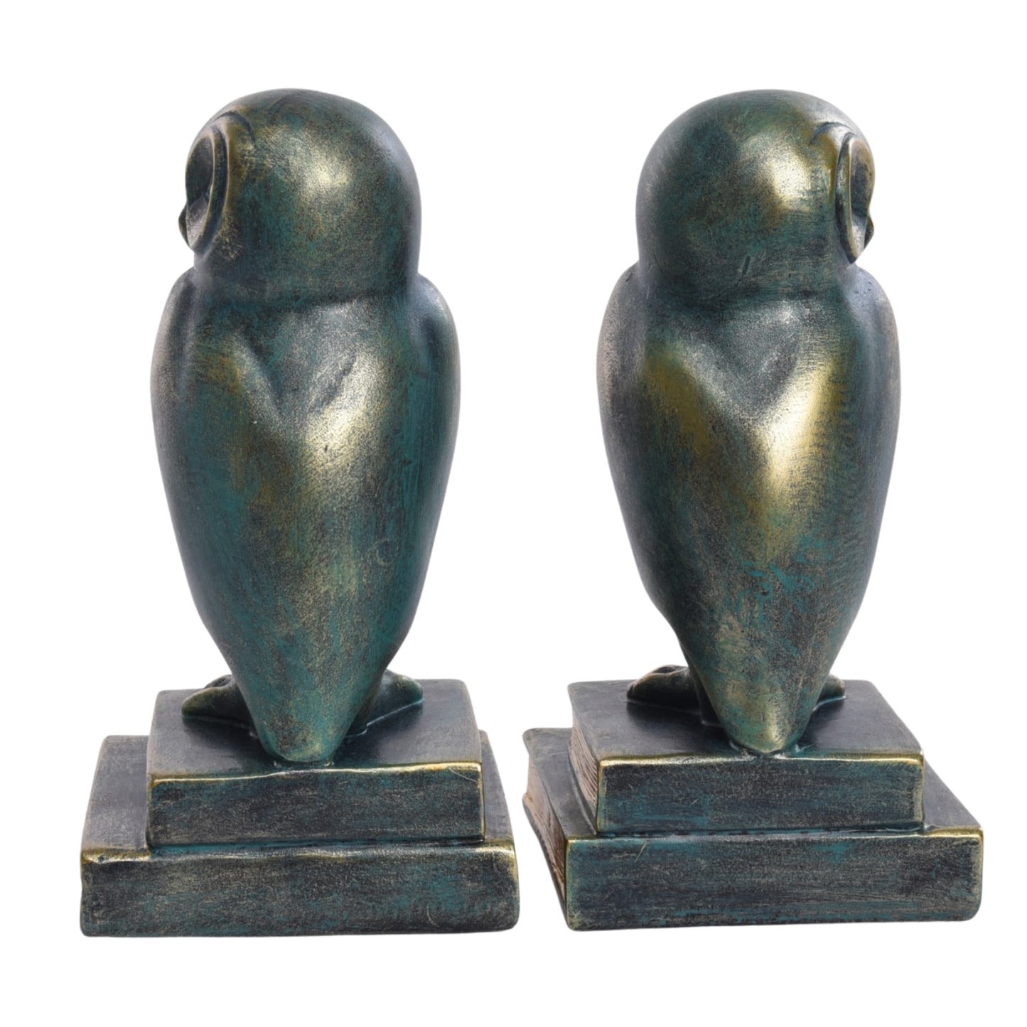 Green Bird Owl Rustic Bookend Set Retro Home Office Adult Kids