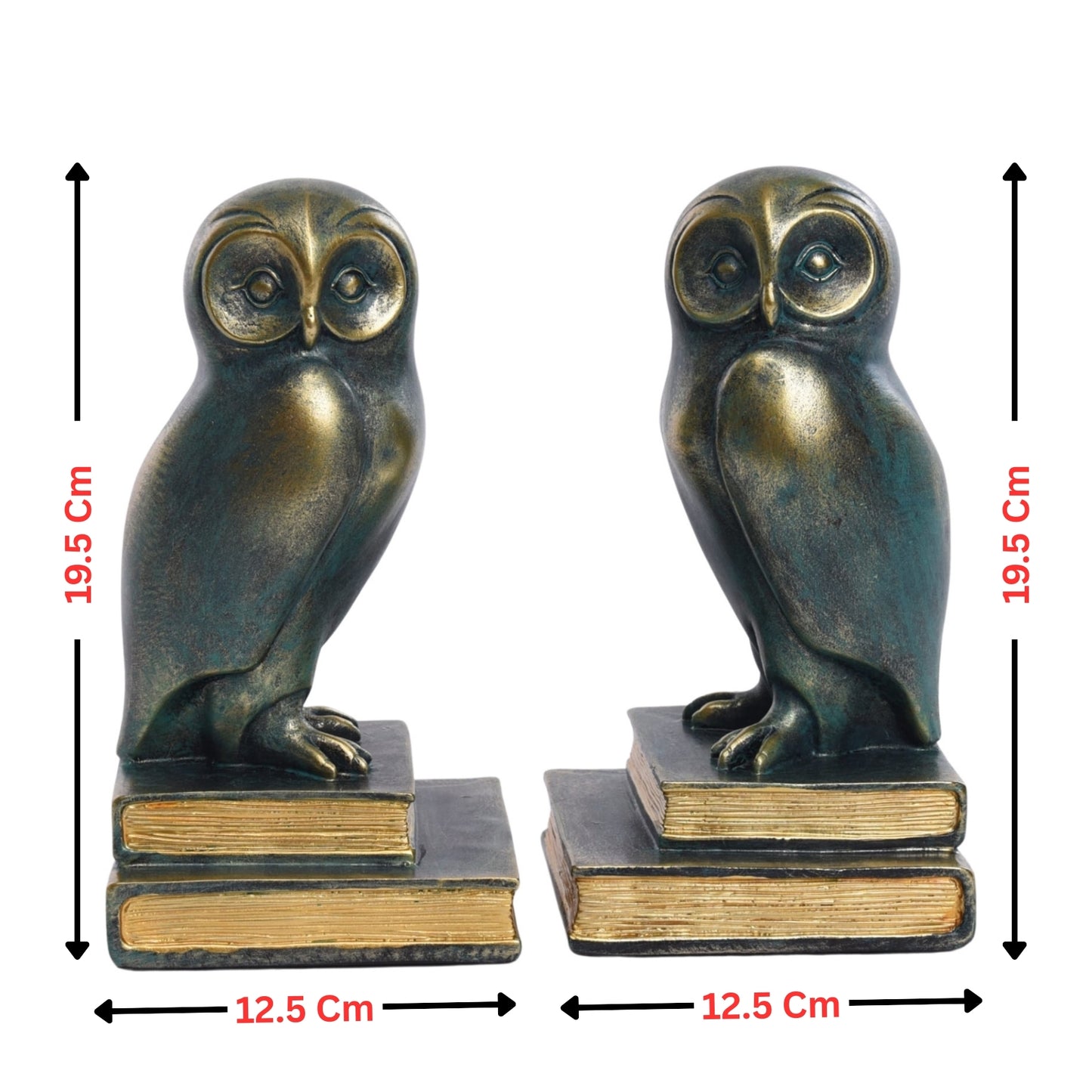 Green Bird Owl Rustic Bookend Set Retro Home Office Adult Kids