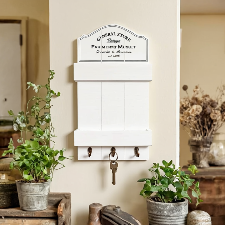 Rustic Wall Key Holder with Storage