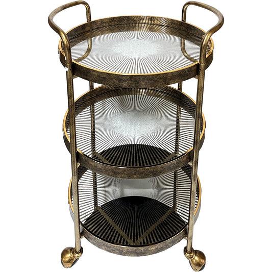 Gold Rustic 3-Tier Drinks Trolley