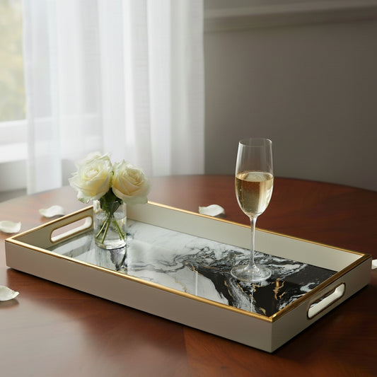 White Rectangular Drinks & Candle Tray