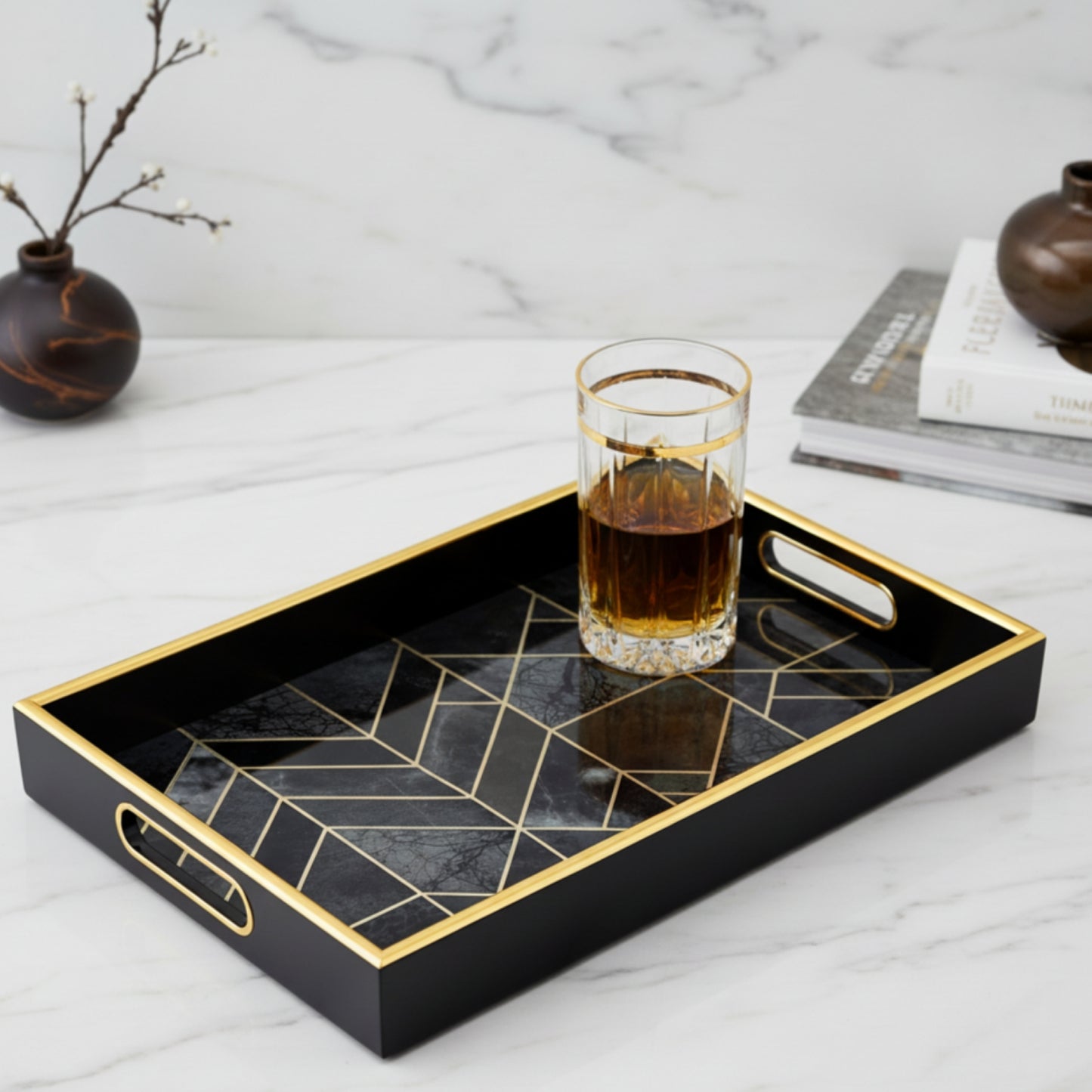 Geometric Rectangular Drinks & Candle Tray