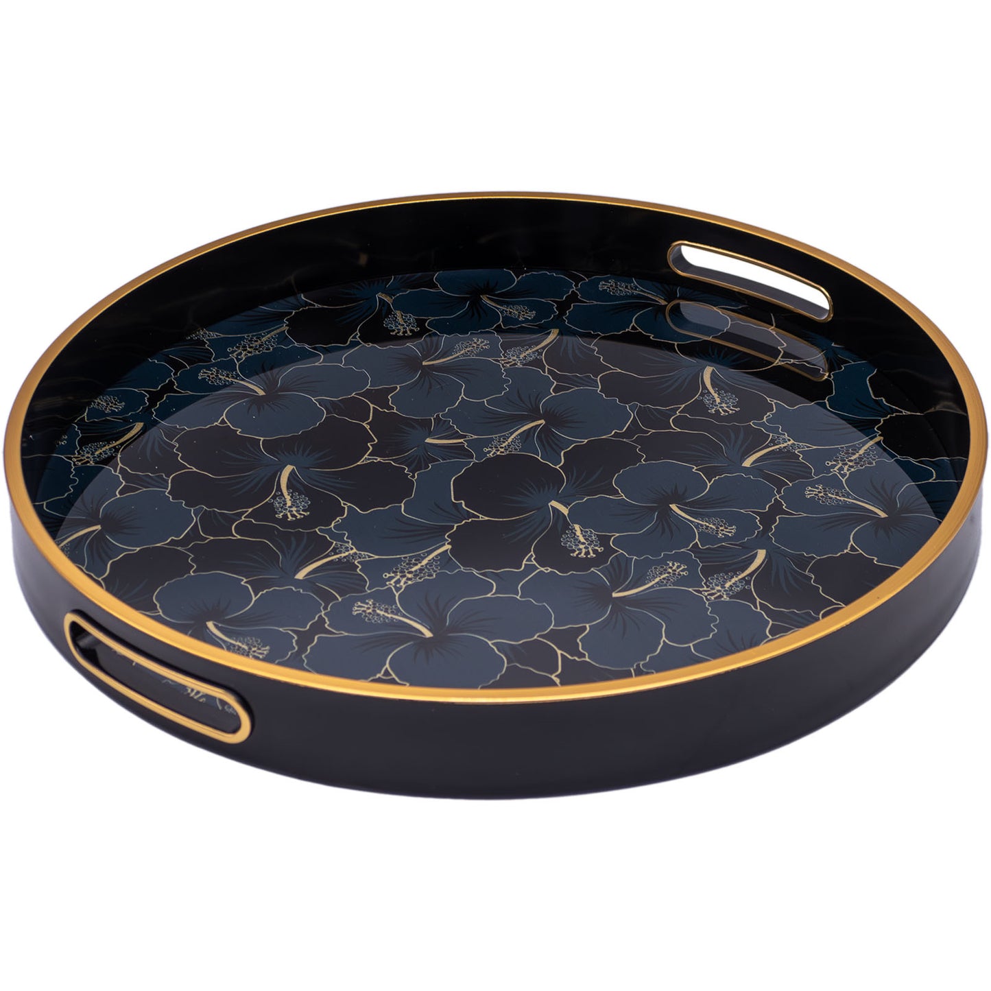 Round Green Floral Drinks & Candle Tray