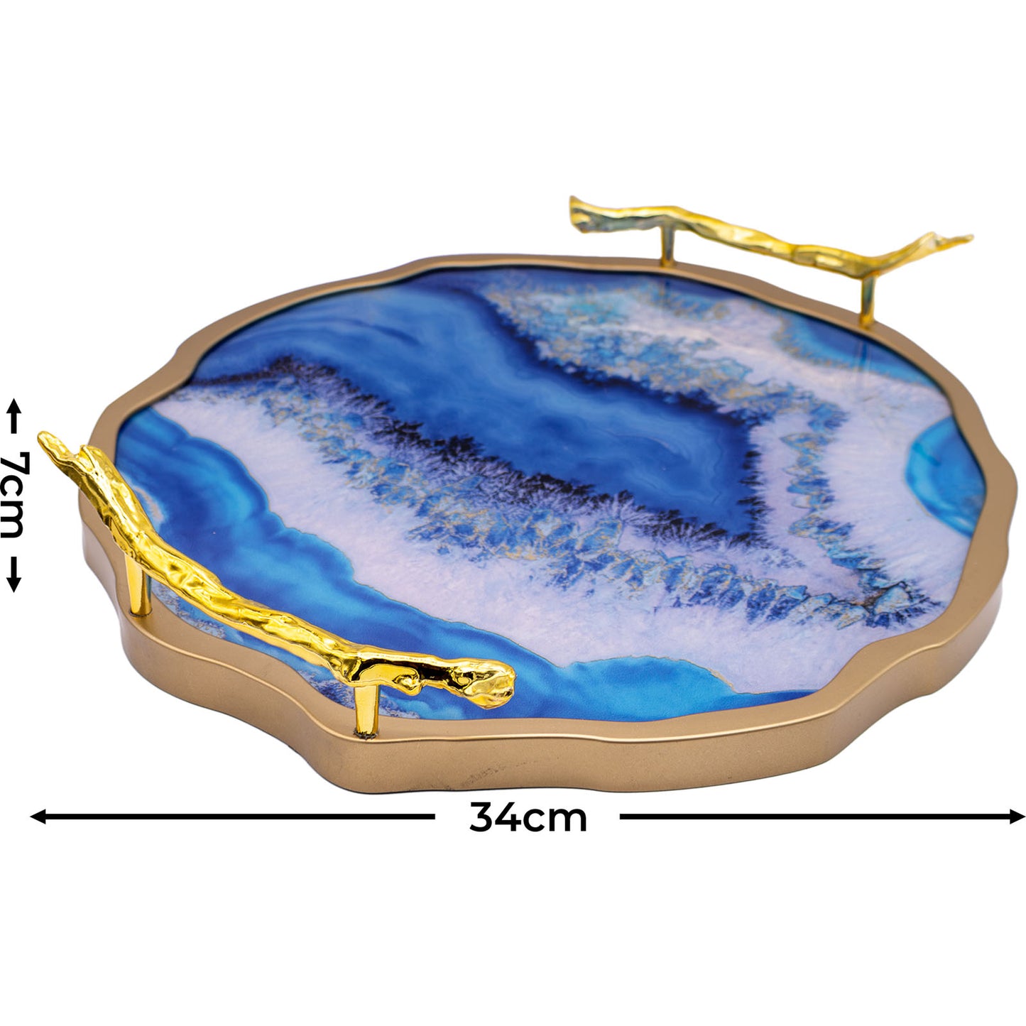 Blue Agate-Style Decorative Tray