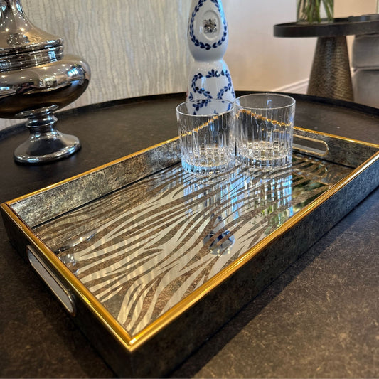Rectangular Zebra Print Decorative Coffee Table Tray