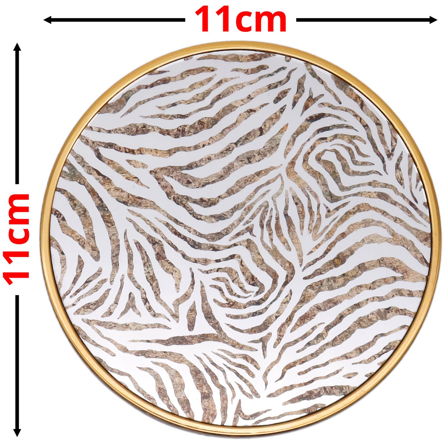 Set of 4 Zebra Print Round Drink Coasters with Holder