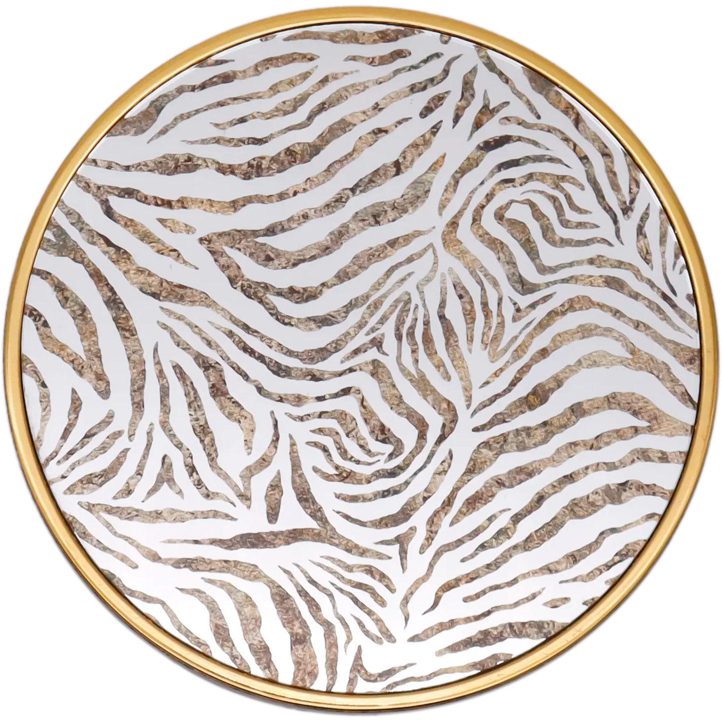 Set of 4 Zebra Print Round Drink Coasters with Holder