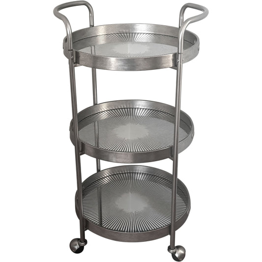 Silver Rustic 3-Tier Drinks Trolley