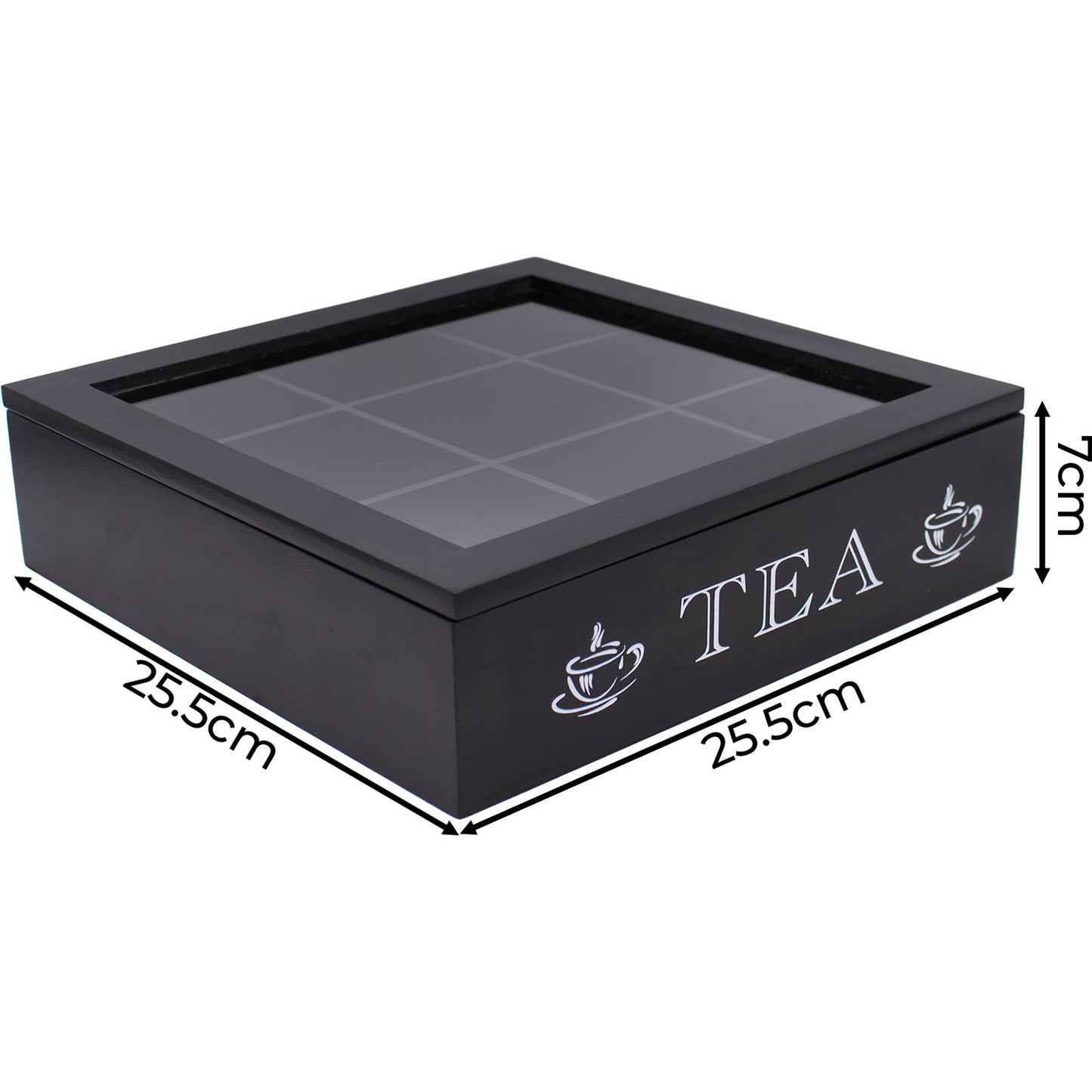 Black 9-Compartment Tea Box