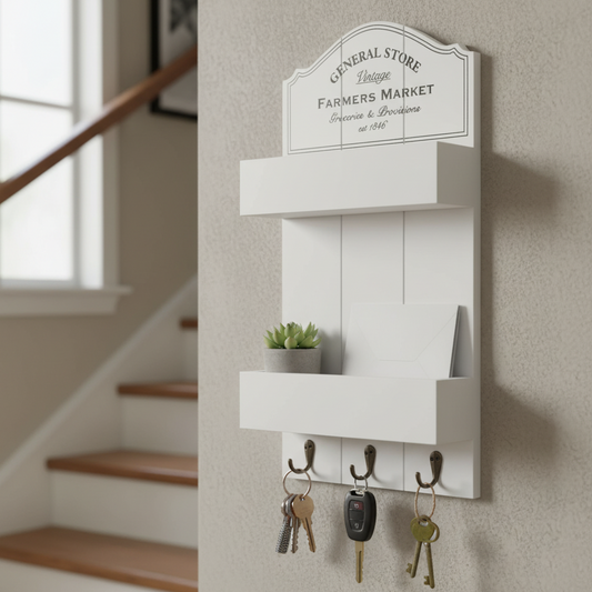Rustic Wall Key Holder with Storage