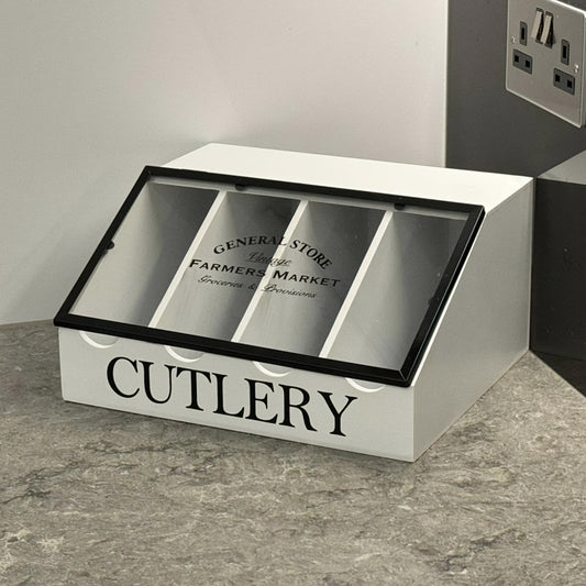 Farmers Market Cutlery & Utensil Organiser (White)