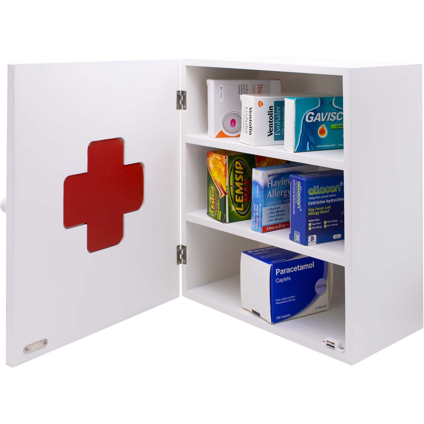 White Wall Mounted Pharmacy Medicine First Aid Box