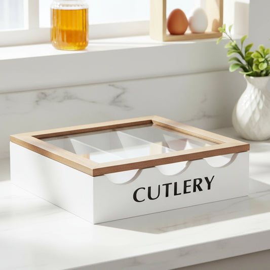 3-Compartment Window-Lid Cutlery & Utensil Organiser