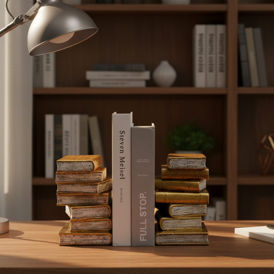 Antique Gold Book Theme Bookends