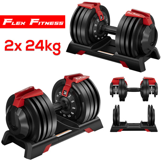 Quick Select Adjustable Dumbbells Pair of 2kg - 24kg