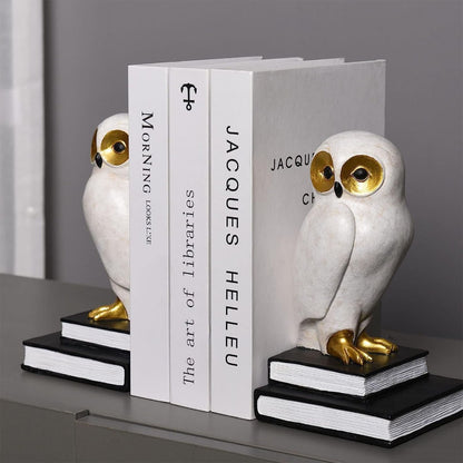 Wise White Owl Bookends