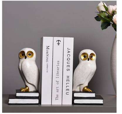 Wise White Owl Bookends